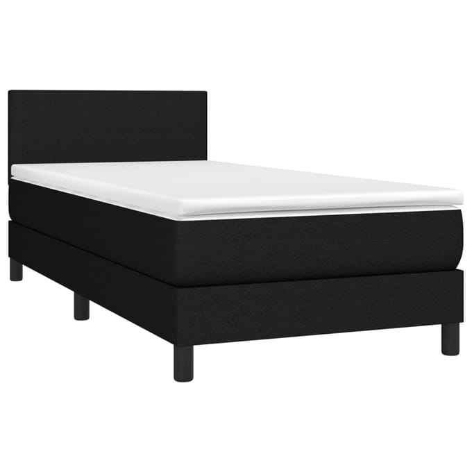 vidaXL - Boxspring - met - matras - en - LED - stof - zwart - 90x190 - cm