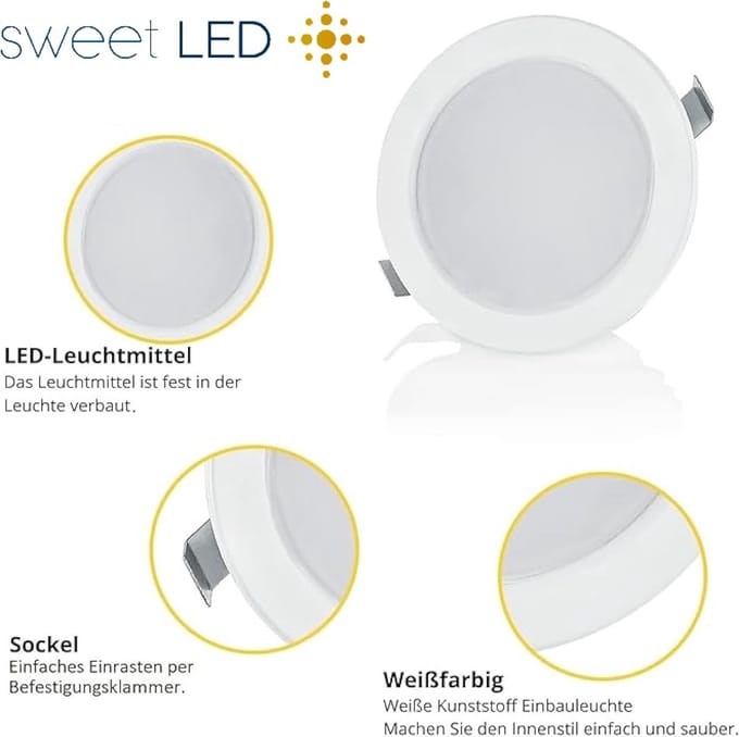 Set van 4 Platte LED Inbouwspots 12V IP44 Warm Wit