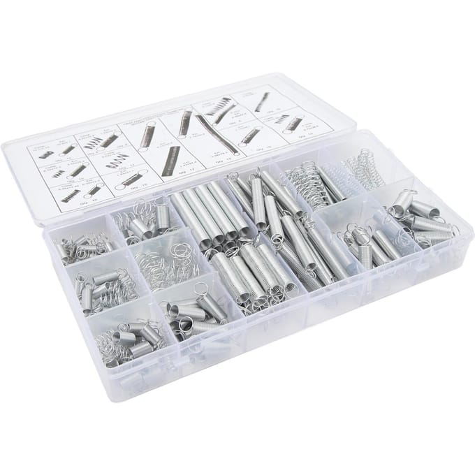 Kit de 200 pièces de ressorts de compression et d'extension 20 styles Acier zingué pour réparation automobile Projet DIY white