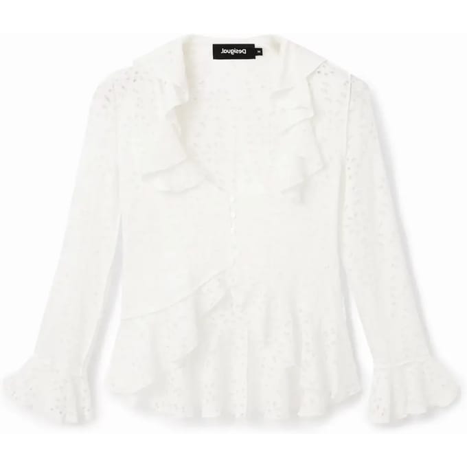 Damesblouse met lange mouwen en ruches Desigual