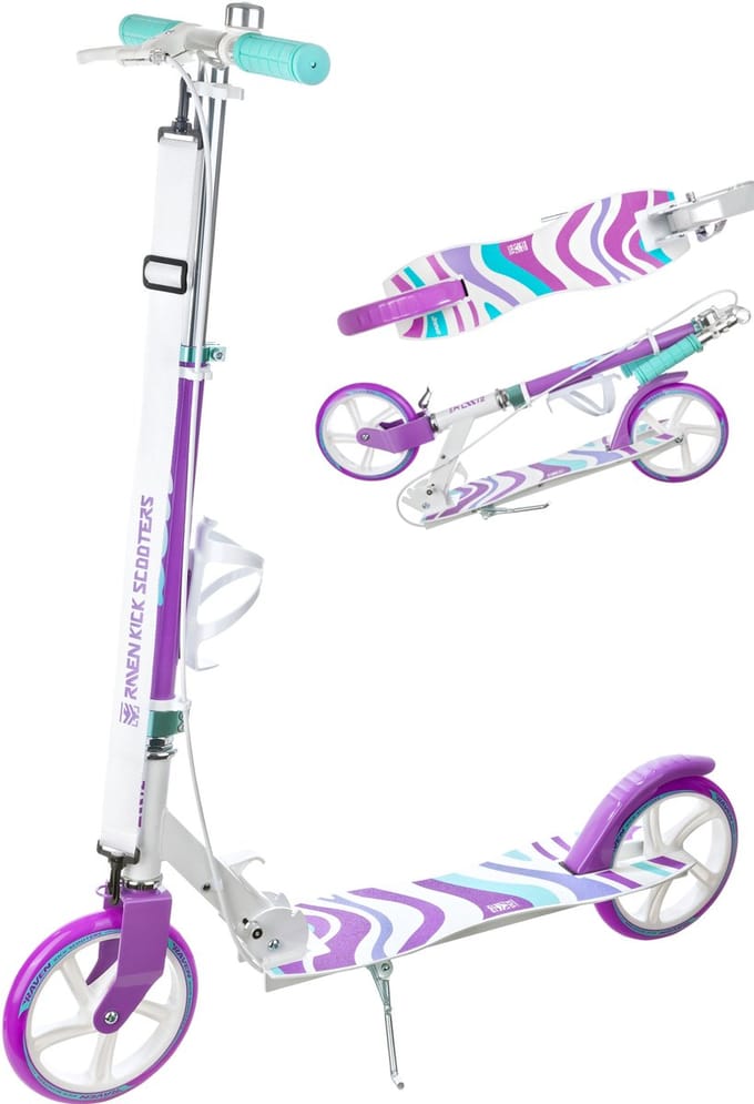 RAVEN Zea Wit/Paars 200mm Step met rem, bel en bidonhouder