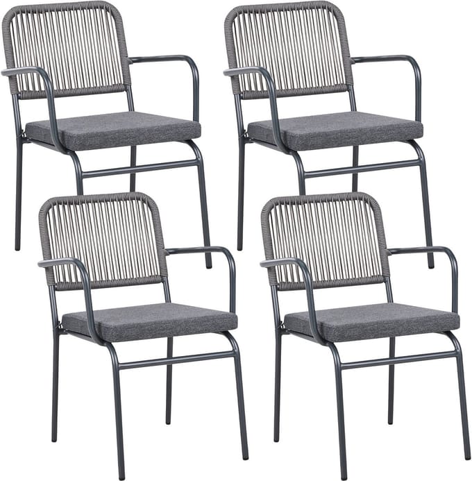 TACENO - Tuinstoel set van 4 - Grijs - Metaal/Aluminium