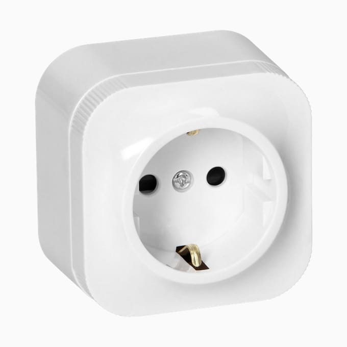 Enkele Opbouwstopcontact Wit IP20 Standaard Installatie