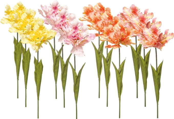 Emerald - Kunstbloem Tulp Parrot 68cm - Set van 12 - Kunstplant voor binnen