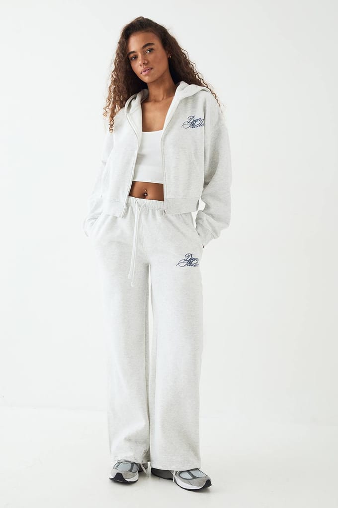 Dames Tall DSGN Studio Contrast Script Rechte Pijp Jogger | Asgrijs | Maat: Medium