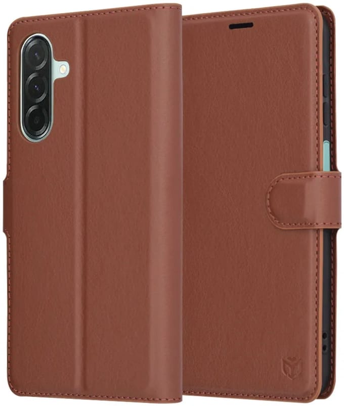 Hoesje geschikt voor Samsung Galaxy A26 - Techsuit Leather Folio Book Wallet Case - Bruin