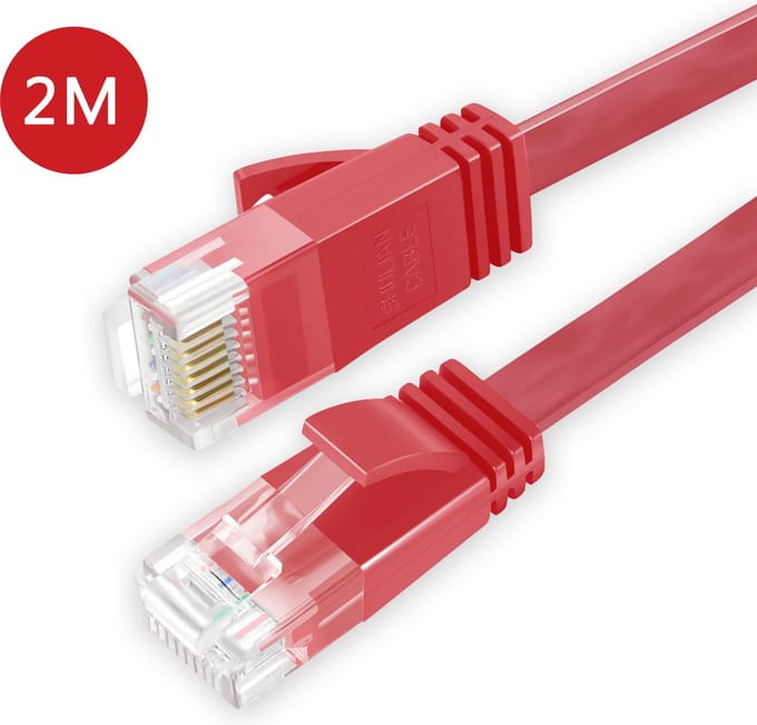 BukkitBow - Cat6 - U/UTP Kabel – Netwerkkabel – Extra Plat – 2 Meter - Rood