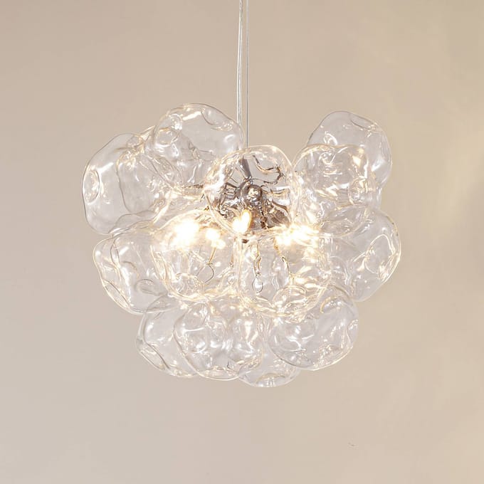 Lucande - hanglamp - 5lichts - Glas, ijzer - H: 40 cm - G9 - transparant, chroom