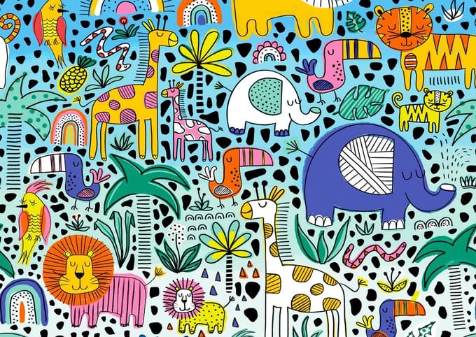 Enjoy Puzzle legpuzzel Doodle Safari - 1000 stukjes dieren.