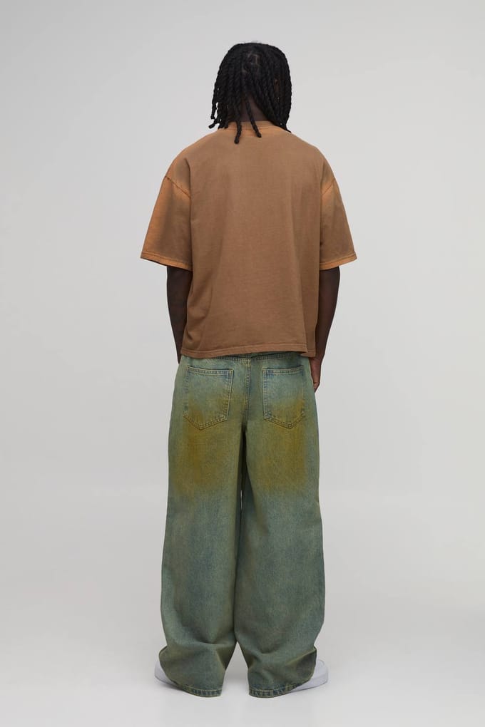 Baggy Getinte Jeans | Green | Size 44