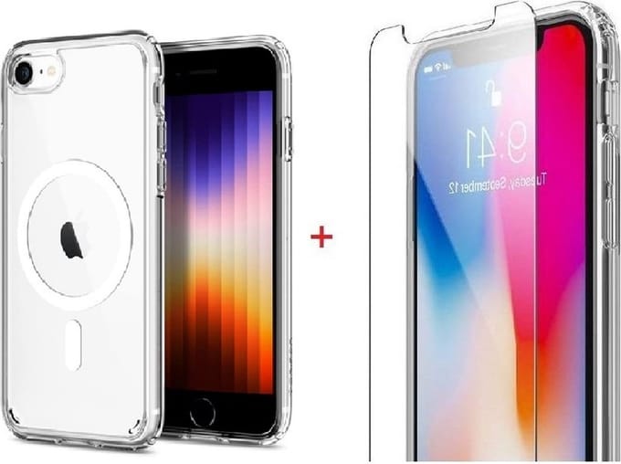 Xtabarya Hoesje Geschikt voor iPhone XR Magnetic met HaloLock ring inclusief screenprotector van hoge kwaliteit transparant
