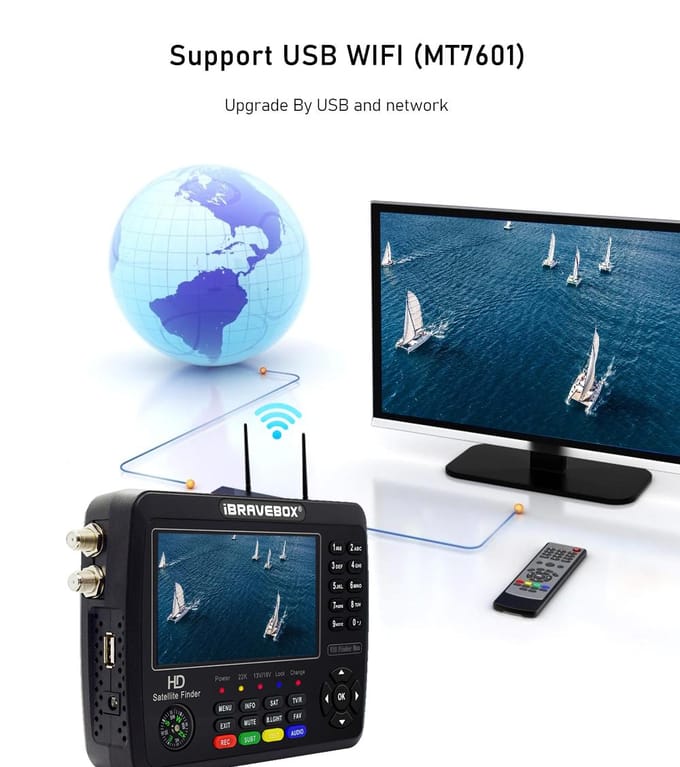 iBRAVEBOX V10 Finder Max HD Satelliet TV Signaalzoeker DVB-S/S2/S2X Digitale Handheld Signaalmeter US Plug zwart