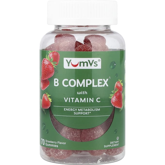 YumVs, Gommes Vitamine C Complexe B, Saveur Fraise, 70 Gommes