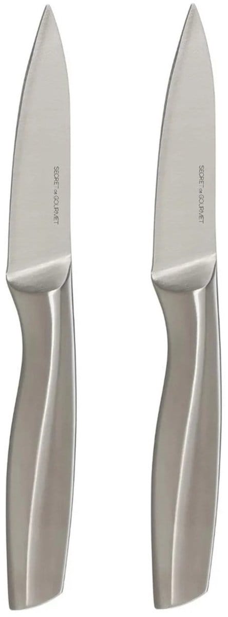 5Five Precision - Fruit en groente mes/Snijmes - 2x stuks - RVS - silver - 20 cm - keuken messen - luxe kwaliteit