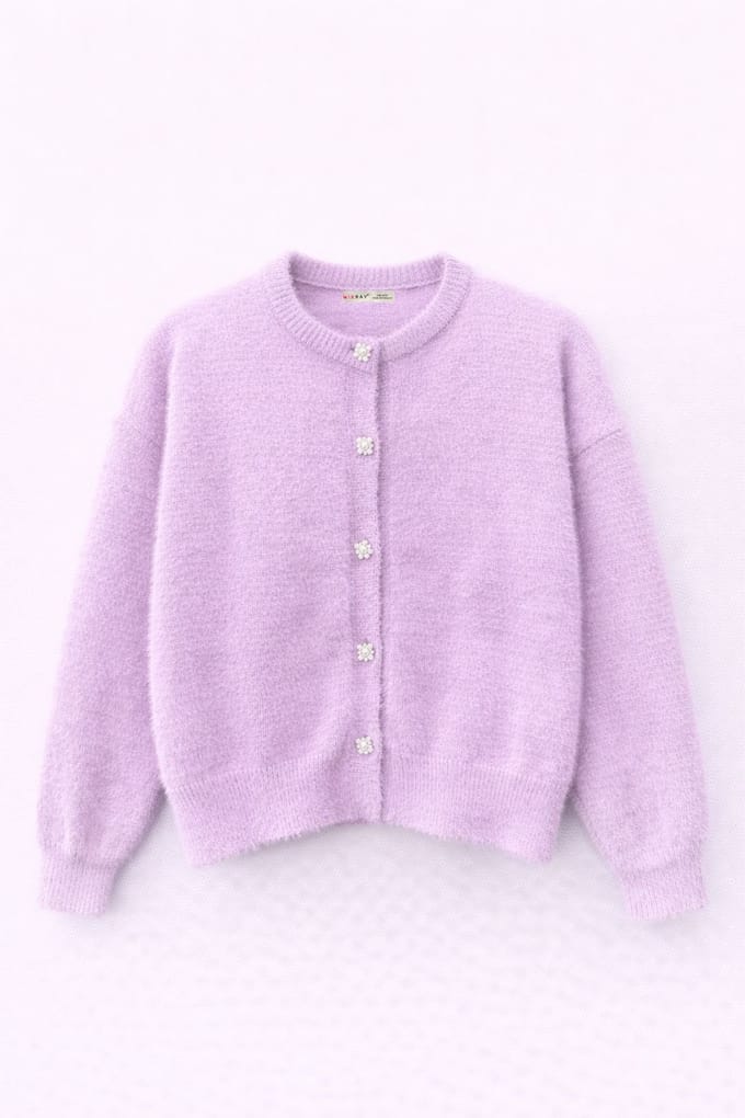 Oversized Jacquard Knopen Cardigan
