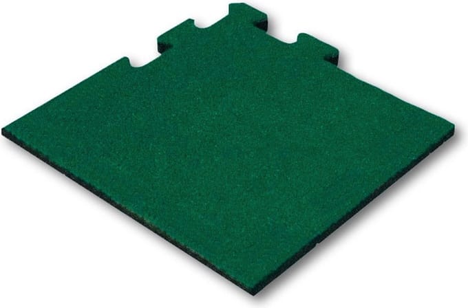 Rubber tegel 50 mm - 50 x 50 cm - Groen - Puzzelsysteem - Hoekstuk
