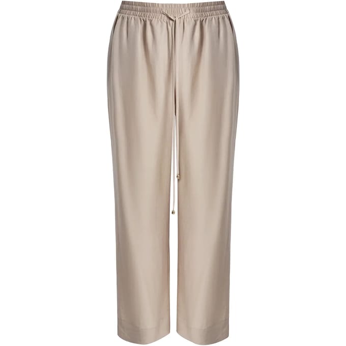 Linnenmix wijde broek met koordtaille dames Mat Fashion