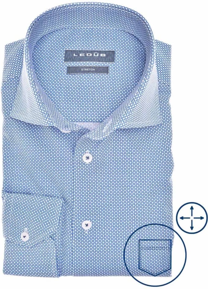 Ledub overhemd blauw geprint katoen