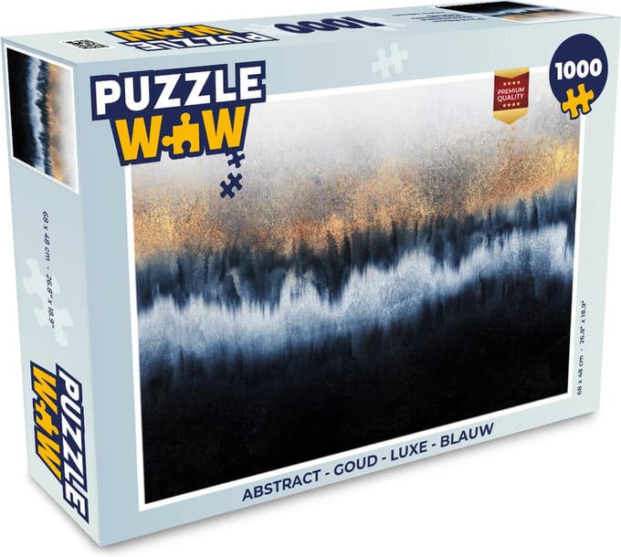 Puzzel Abstract - Goud - Luxe - Blauw - Legpuzzel - Puzzel 1000 stukjes volwassenen