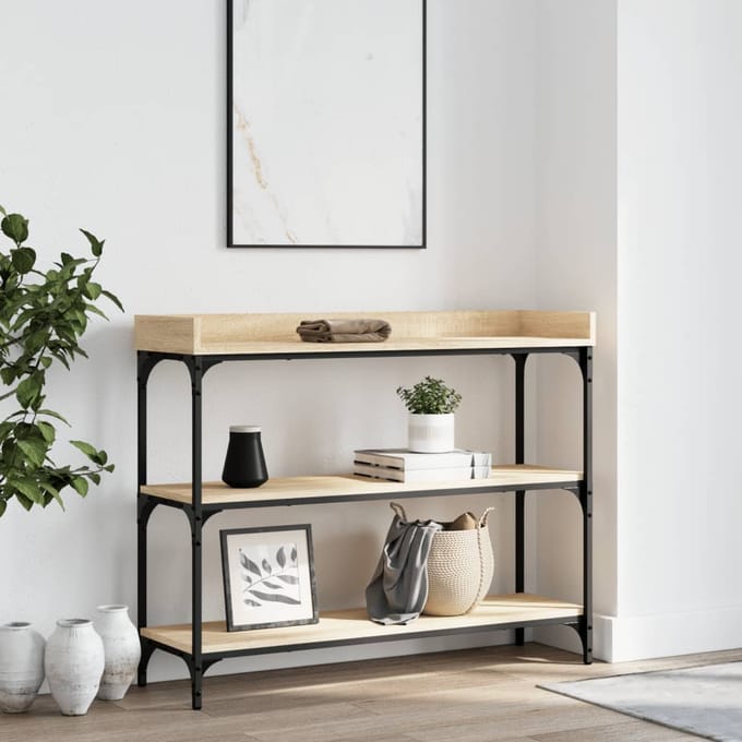 vidaXL - Wandtafel - met - schappen - 100x30x80 - cm - sonoma - eikenkleurig