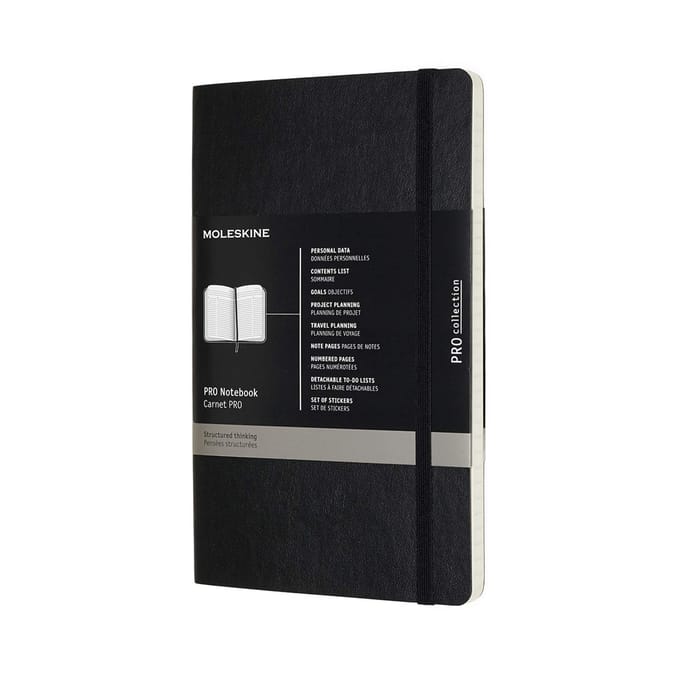 Moleskine PRO Cahier Noir PROPFNTB3SBK, Couverture Souple, Grand, noir