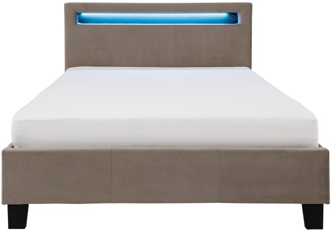 Gestoffeerd bed LASHIO 120x200 cm met led-verlichting – greige