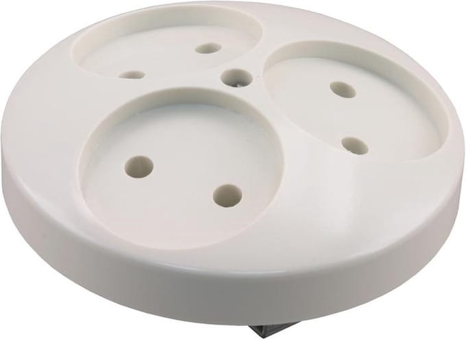 Uni Inbouw Stopcontact - 3-voudig - Rond - Polarwit