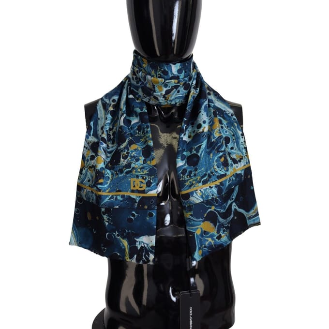 Dolce & Gabbana Blauwe Marmeren Pinstripe Versleten Heren Sjaal