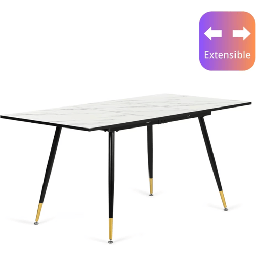 URBAN MEUBLE eettafel wit marmerlook rechthoekig uitschuifbaar 120-160 x 80 x 75 cm