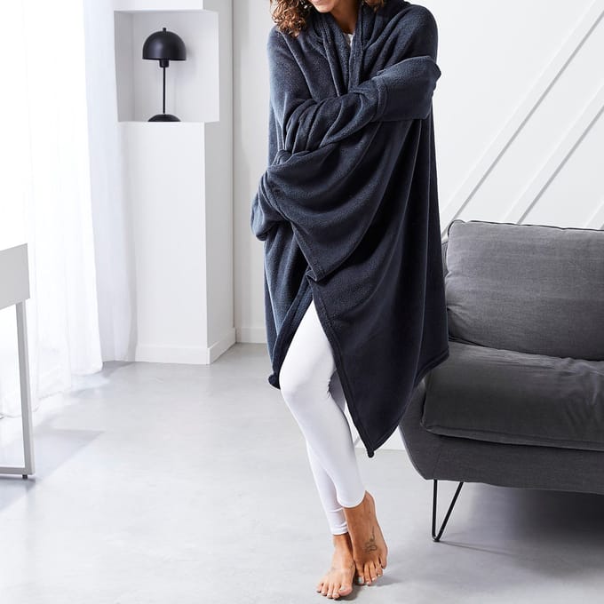 Hooded Uni Essential Plaid - Anthraciegrijs - 165x115 cm