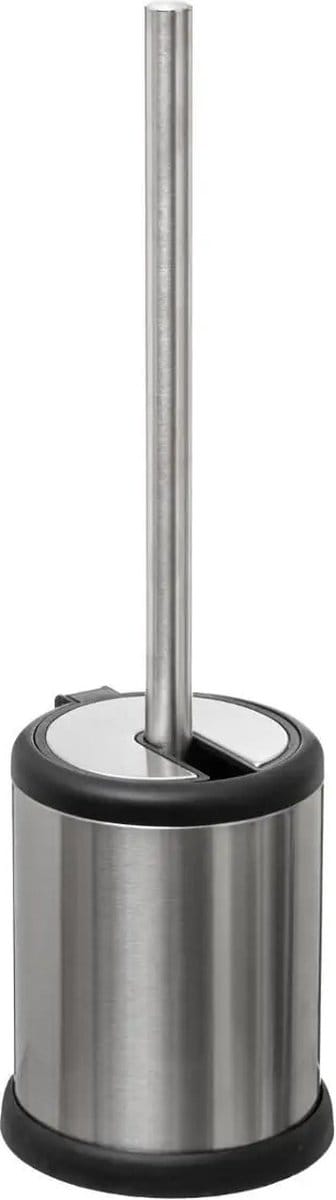 5five Toiletborstel met houder - rond - RVS - met klep deksel - 39 cm