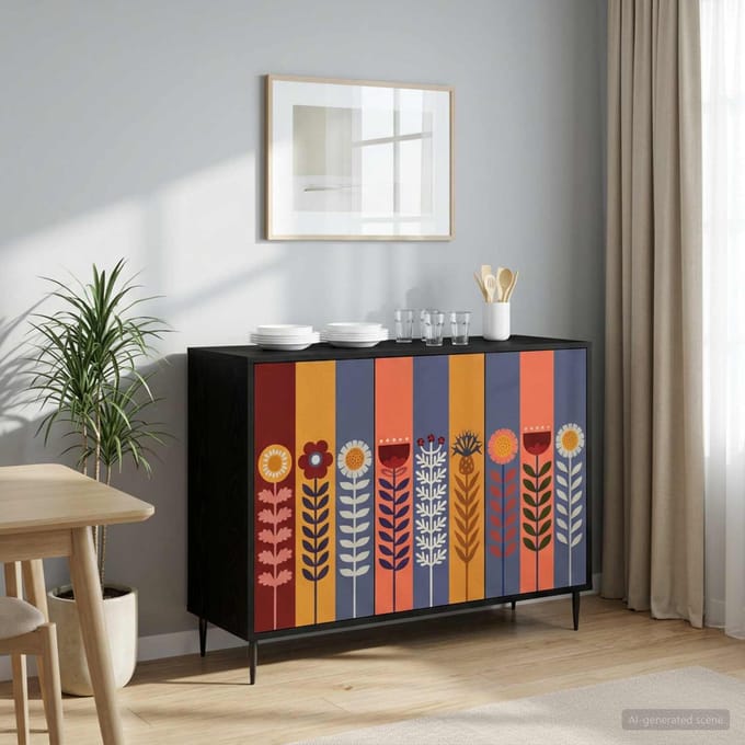 vidaXL - Dressoir - ESSEN - Zwart - eiken - 102 - x - 33 - x - 76 - cm - Bewerkt - hout
