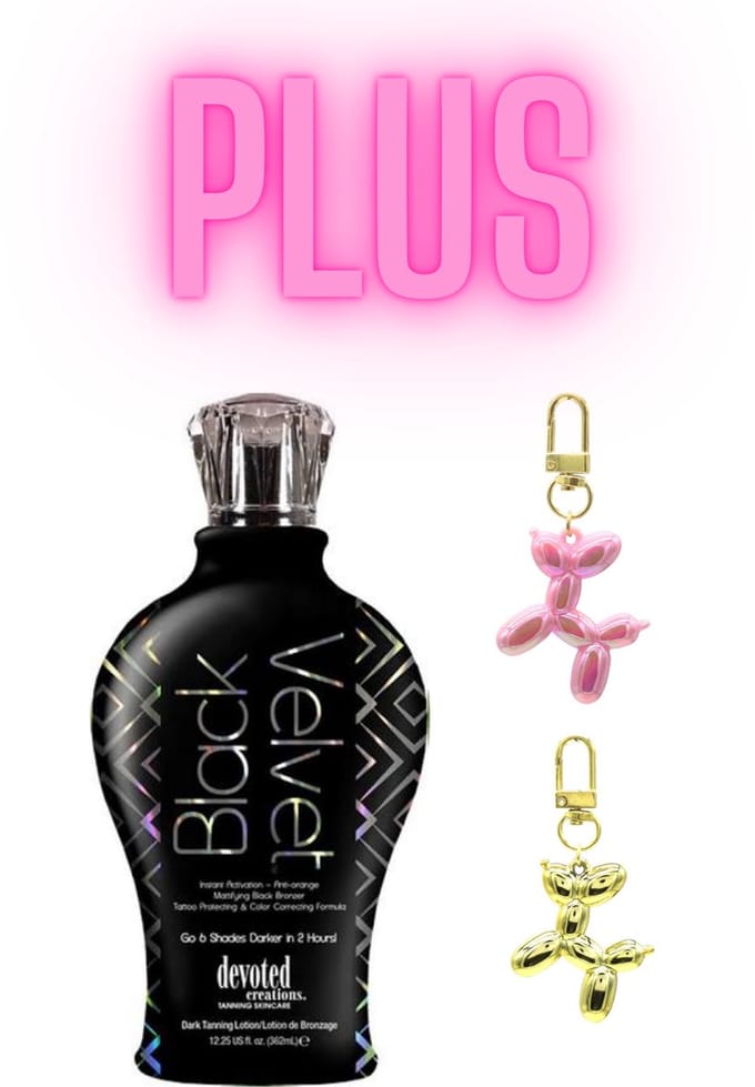 Devoted Creations Black Velvet 360 ml PLUS Sleutelhanger Ballon Hond 5 cm Goud & Roze