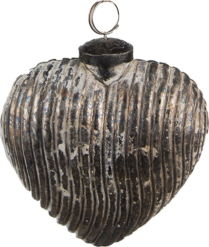 Clayre & Eef Kerstbal Overig 11x5x12 cm Grijs Glas Kerstballen