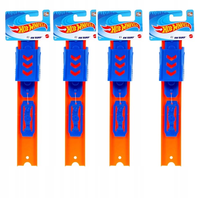 Hot Wheels Racebaan Uitbreidingsset met 4 Rechte Rails en Rampen