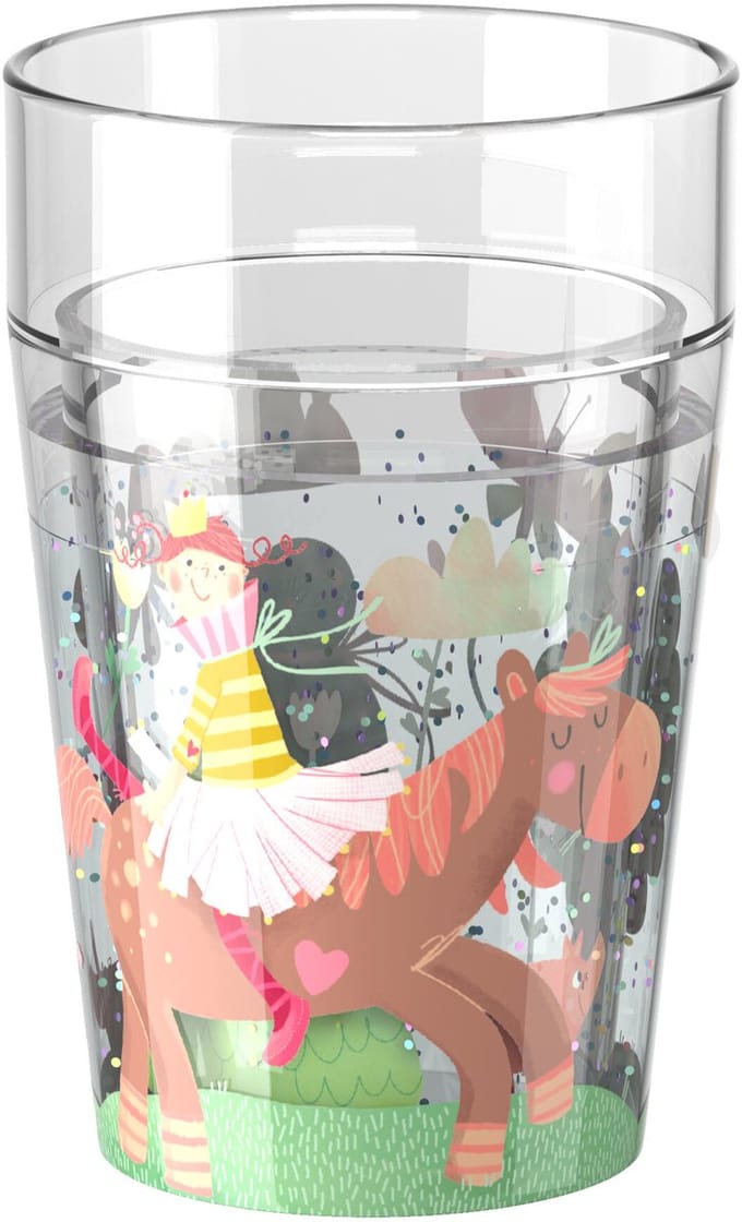 Haba glitterbeker Prinses rijdt paard - 150 ml