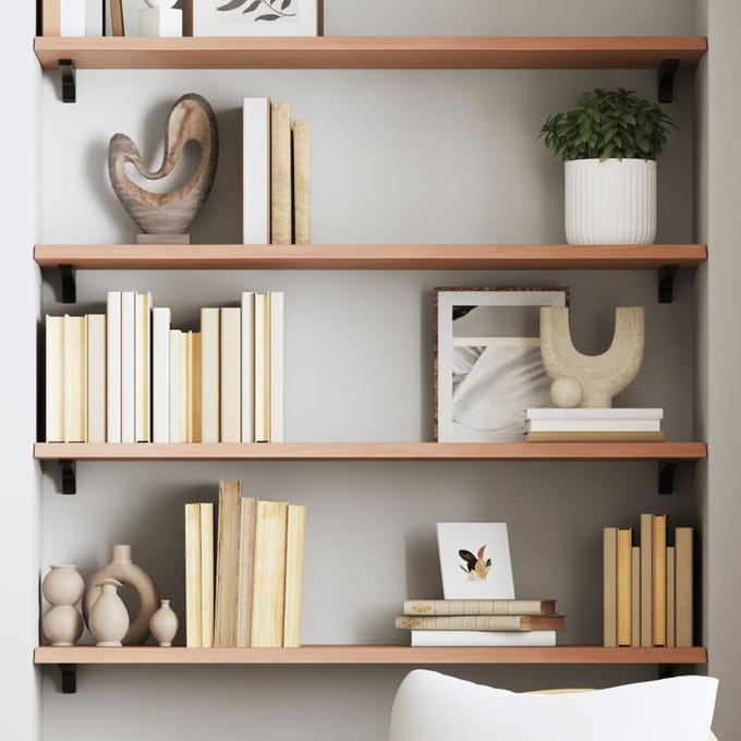 vidaXL - Wandschap - 100x30x2 - cm - behandeld - massief - eikenhout - lichtbruin