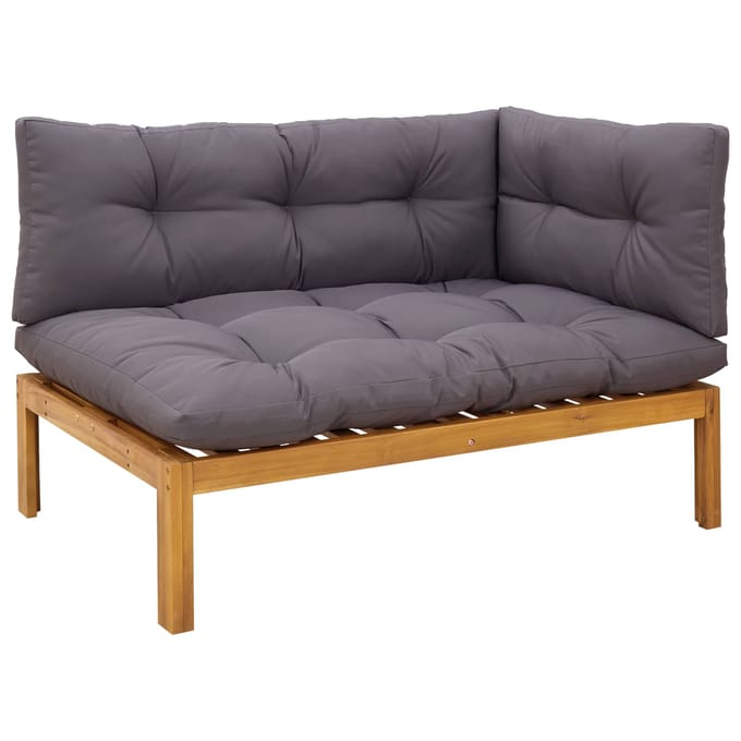 vidaXL - Hoek - Sofa - Eenheid - Natuurlijk - en - Donkergrijs - Acaciahout
