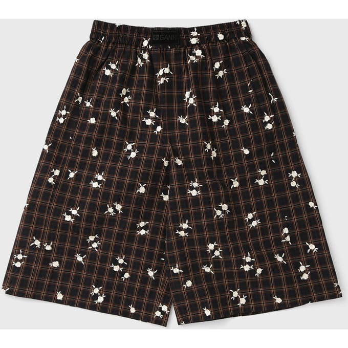 Yarn Dyed Check Flower Shorts