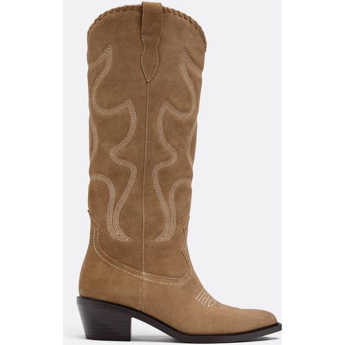 Stradivarius Leren cowboylaarzen met hak  BEIGE 36