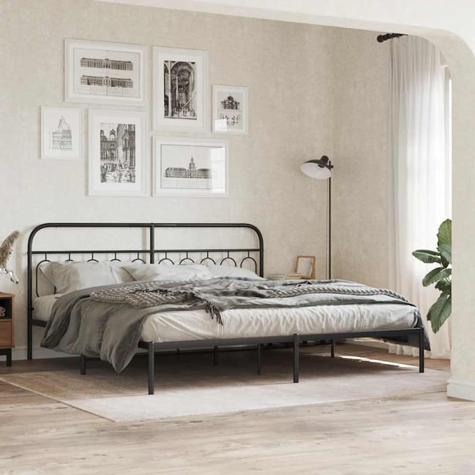 vidaXL - Vervangend - hoofdbord - 200 - cm - metaal - zwart