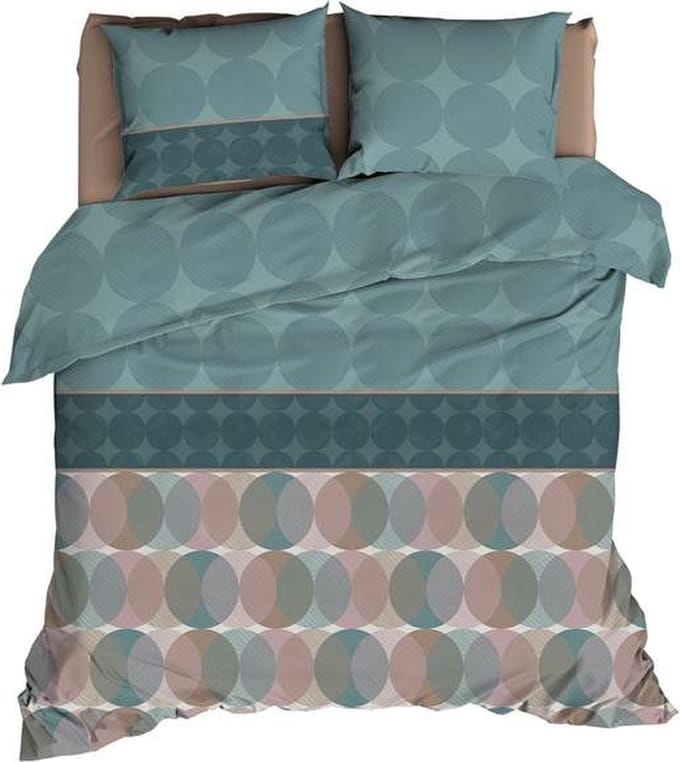 Satin d'Or Cercles Dekbedovertrek - Extra breed - 260x200/220 cm - Grijs/Mineral