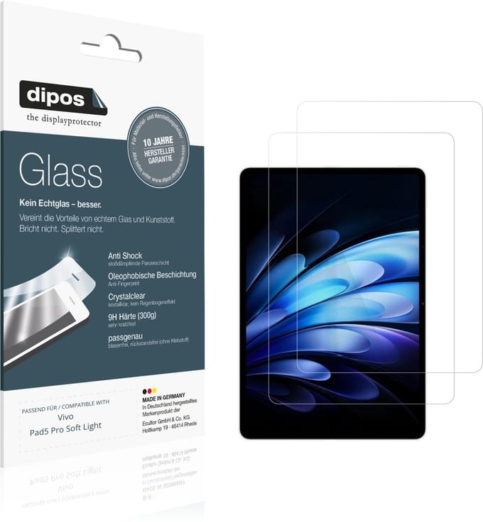 dipos – 2x Pantserfolie geschikt voor Vivo Pad5 Pro Soft Light | 9H Screenprotector