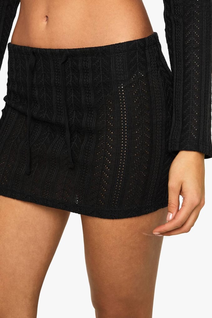 boohoo Dames Haakmini-rok met ingebouwde shorts | Black | Maat: 14