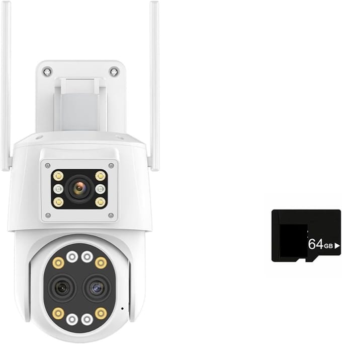 4G IP Camera - Beveiligingscamera PTZ - Huisbewaking - Drie Lenzen AI Tracking - 4K HD - Wit