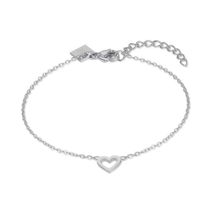 Twice As Nice Armband in zilver, open hartje 7 mm 16cm+3cm