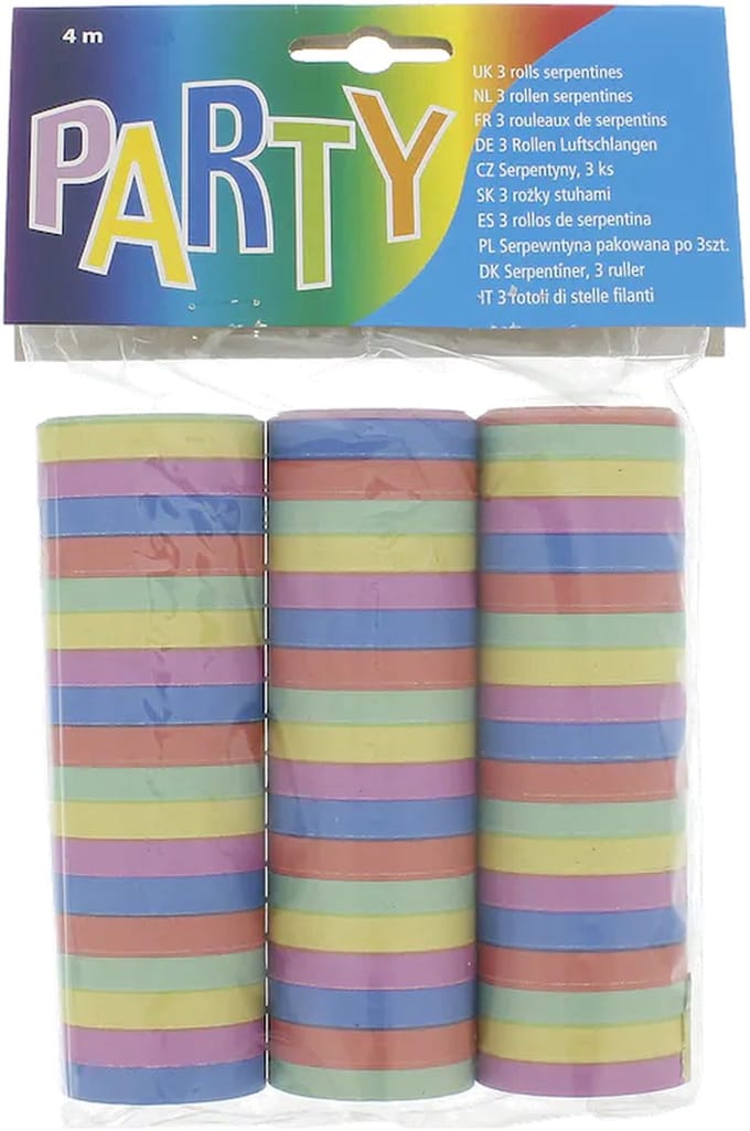 Serpentines Carnaval 3 stuks van 4 meter - Decoratie - Serpetine - Regenboog