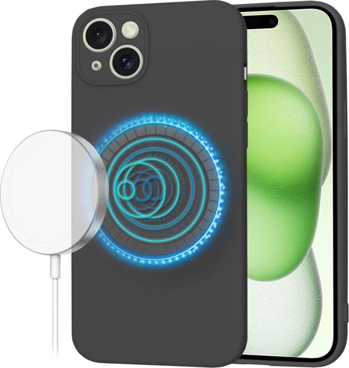 Hoesje geschikt voor Apple iPhone 15 Plus - Techsuit Soft Flex Silicone Back Cover - Geschikt voor MagSafe - Black
