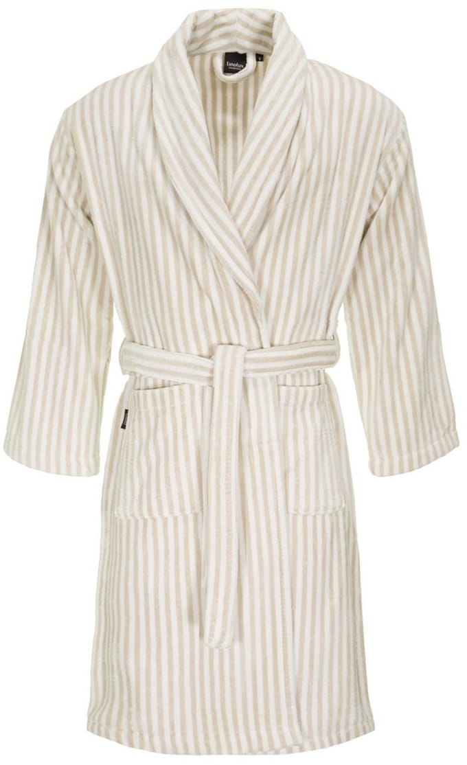 Linolux Velours Fiore Stripe Unisex velours badjas - Beige - M