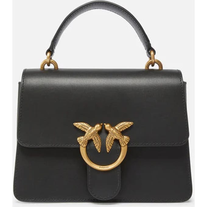 PINKO Handtas Schoudertas Love One Top Handle Mini Light White - Antique Gold Crème